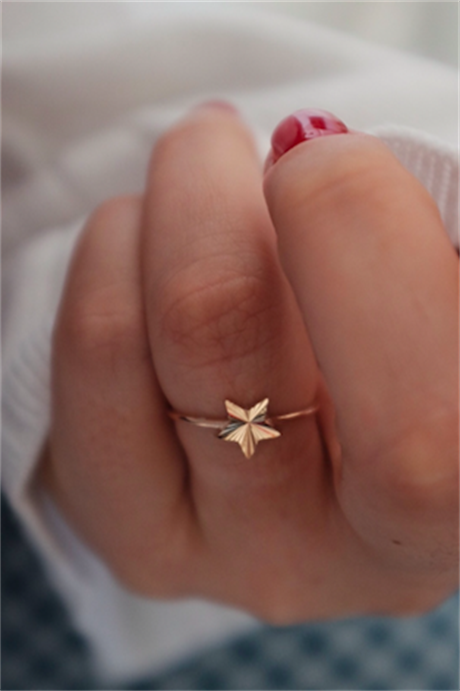 Anillo de estrella de oro macizo | 14K (585) | 1,21 gramos