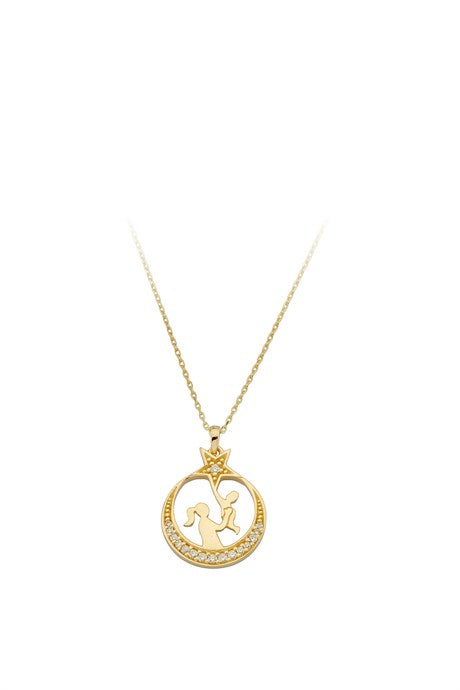 Solid Gold Star Mother And Baby Necklace | 14K (585) | 2.61 gr