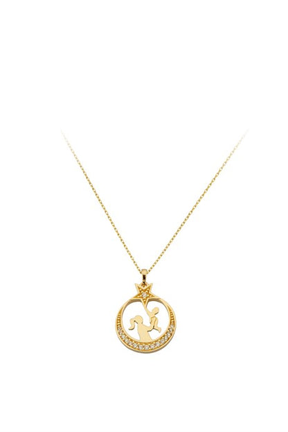 Solid Gold Star Mother And Kid Necklace | 14K (585) | 2.75 gr