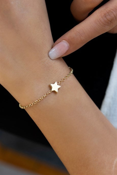 Pulsera de estrella de oro macizo | 14K (585) | 1,34 gramos