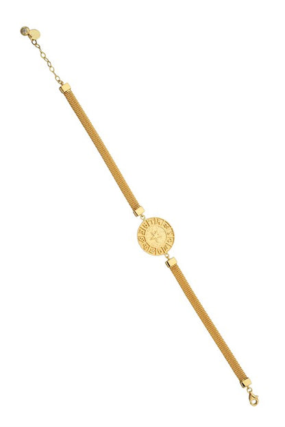 Pulsera de oro macizo con signo del zodiaco y estrella | 14K (585) | 8,59 gramos