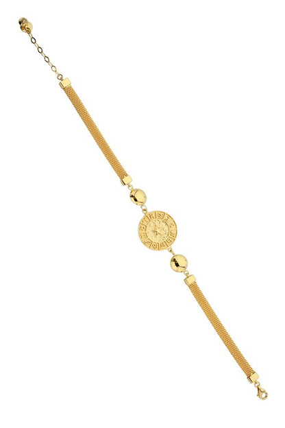 Pulsera de oro macizo con signo del zodiaco y estrella | 14K (585) | 9,28 gramos