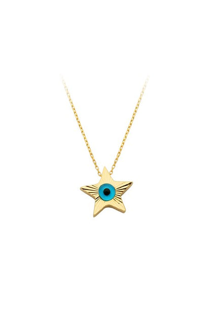 Solid Gold Star Eye Necklace | 14K (585) | 1.75 gr