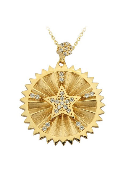 Solid Gold Star Sun Necklace | 14K (585) | 4.30 gr