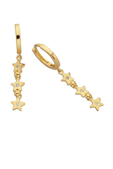 Pendiente de círculo de estrella de oro macizo | 14K (585) | 2,39 gramos