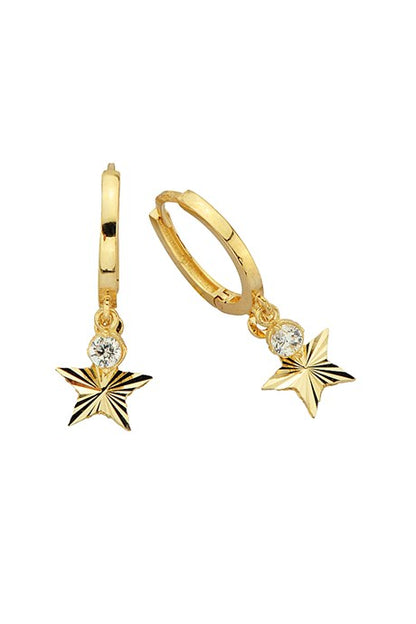 Solid Gold Star Circle Earring | 14K (585) | 2.22 gr