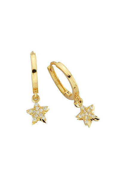 Solid Gold Star Circle Earring | 14K (585) | 2.24 gr