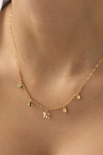 Solid Gold Star Initial Necklace | 14K (585) | 3.91 gr