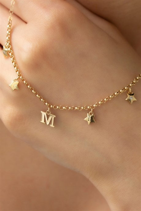 Solid Gold Star Initial Necklace | 14K (585) | 3.91 gr