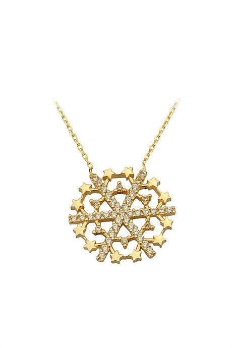 Solid Gold Star Snowflake Necklace | 14K (585) | 2.08 gr