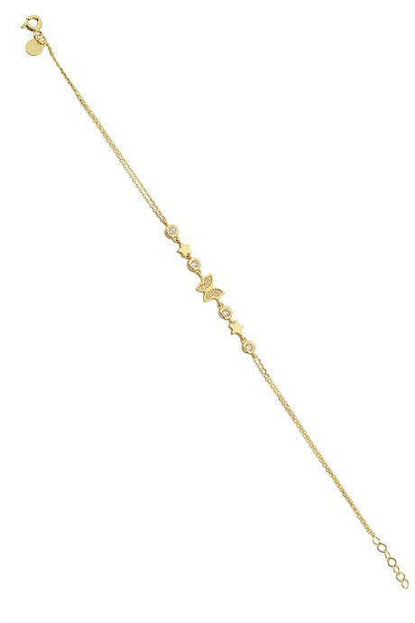 Solid Gold Star Butterfly Bracelet | 14K (585) | 2.66 gr