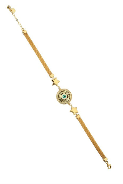 Pulsera de mal de ojo con estrella de oro macizo | 14K (585) | 10,30 gramos