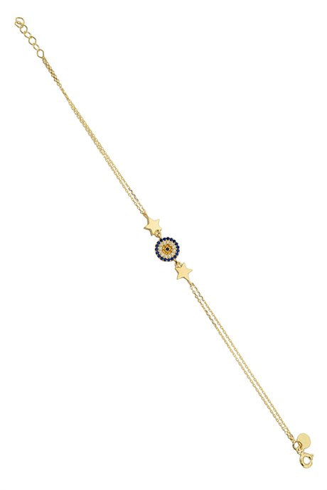 Pulsera de mal de ojo con estrella de oro macizo | 14K (585) | 1,93 gramos