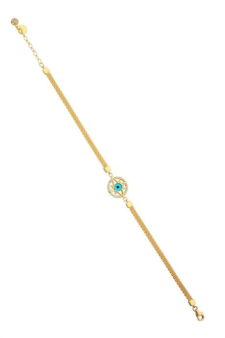 Solid Gold Star Evil Eye Bracelet | 14K (585) | 6.48 gr