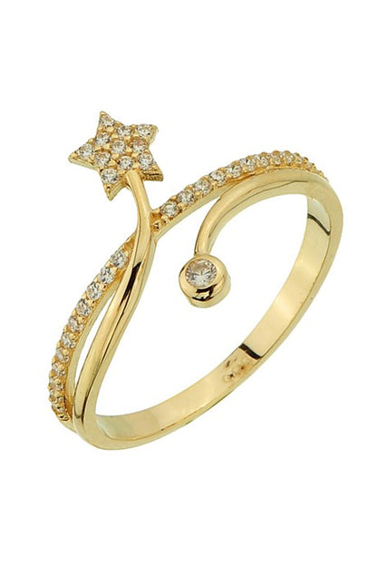 Solid Gold Star Design Ring | 14K (585) | 1.82 gr