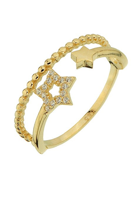Solid Gold Star Design Ring | 14K (585) | 1.83 gr
