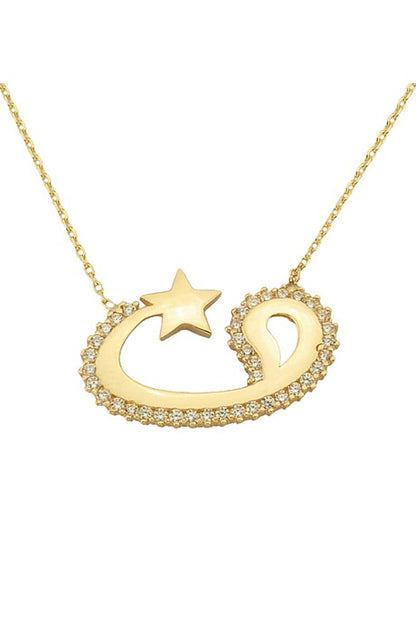 Solid Gold Star Vav Necklace | 14K (585) | 2.24 gr