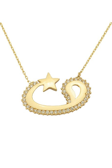 Collar Vav de estrella de oro macizo | 14K (585) | 2,24 gramos