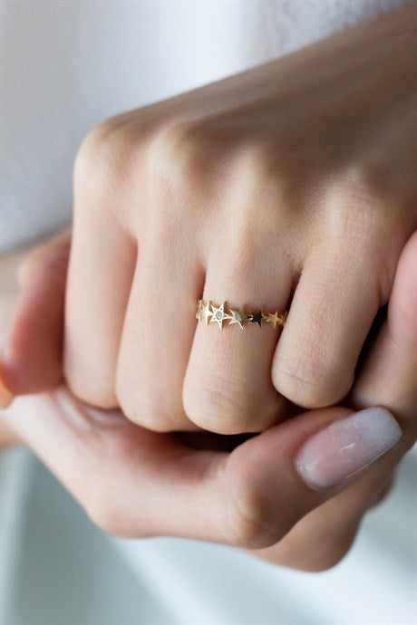 Solid Gold Star Ring | 14K (585) | 1.00 gr