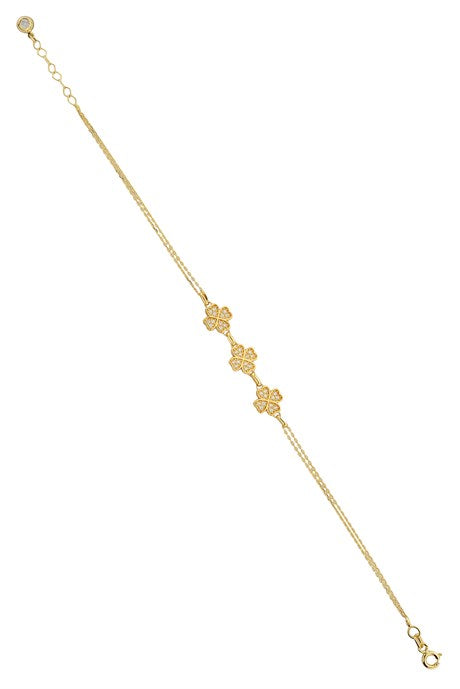Solid Gold Clover Bracelet | 14K (585) | 2.86 gr