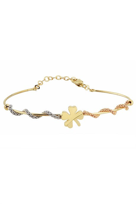 Pulsera de trébol de oro macizo | 14K (585) | 3,71 gramos