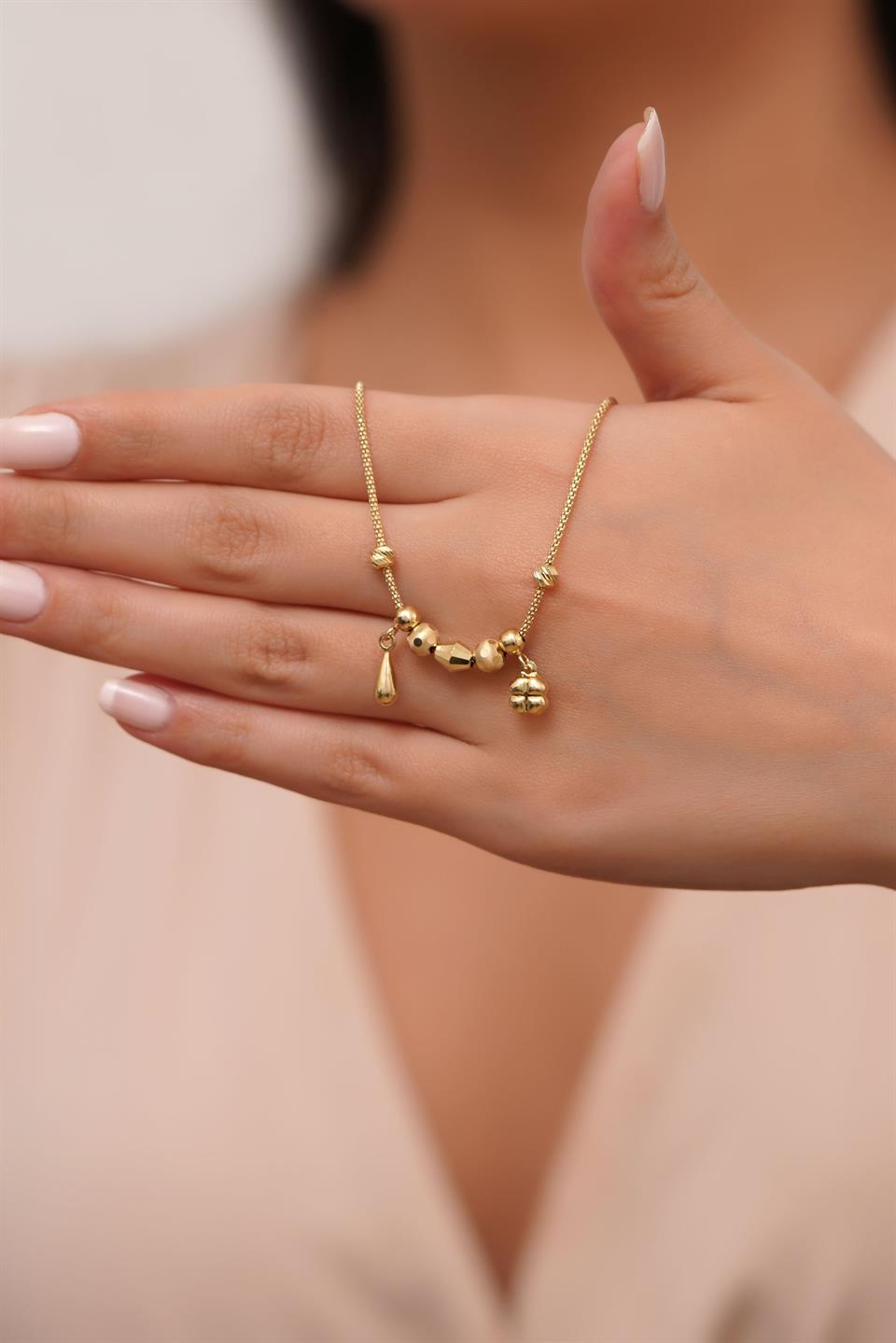 Solid Gold Clover Charm Bracelet