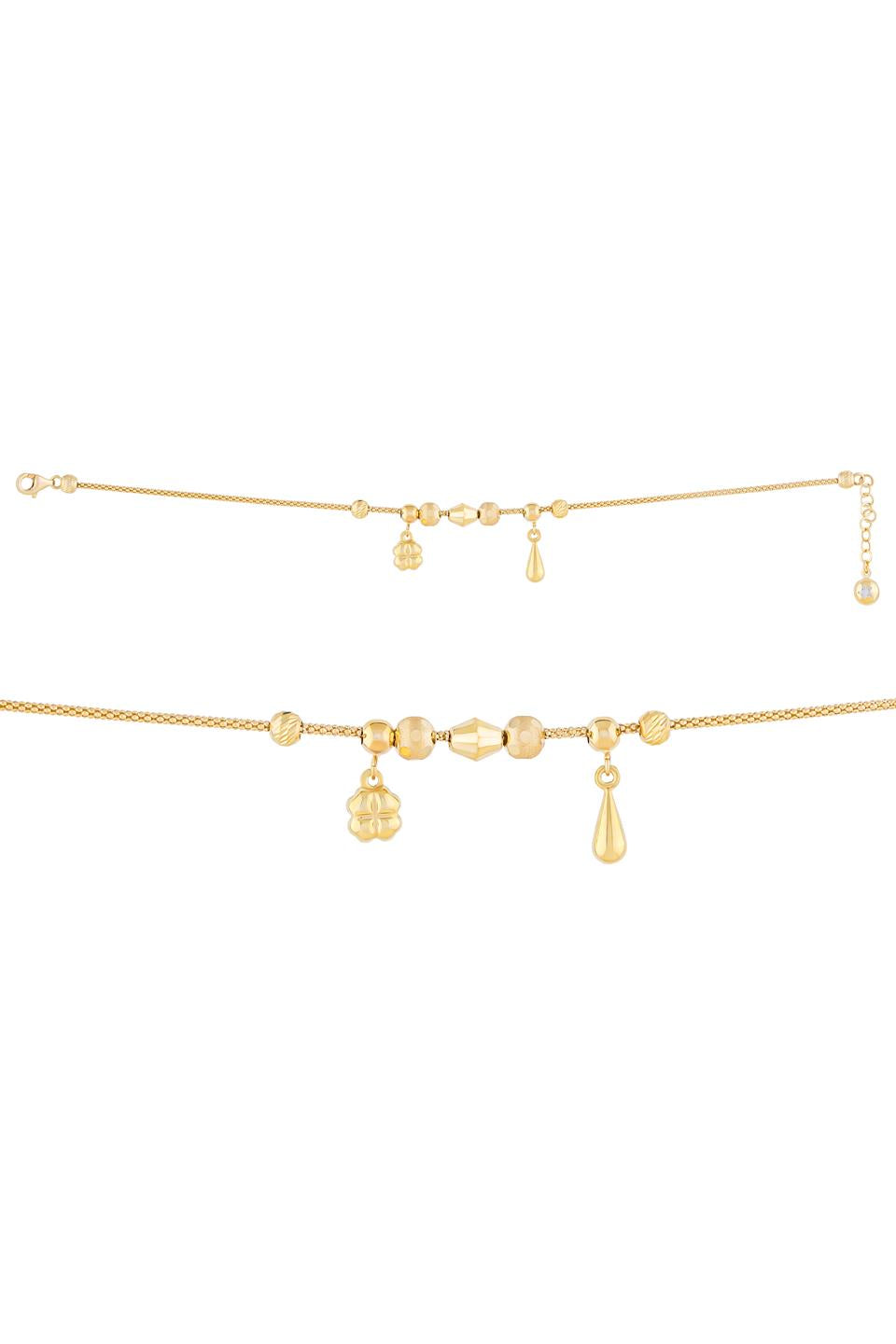 Solid Gold Clover Charm Bracelet