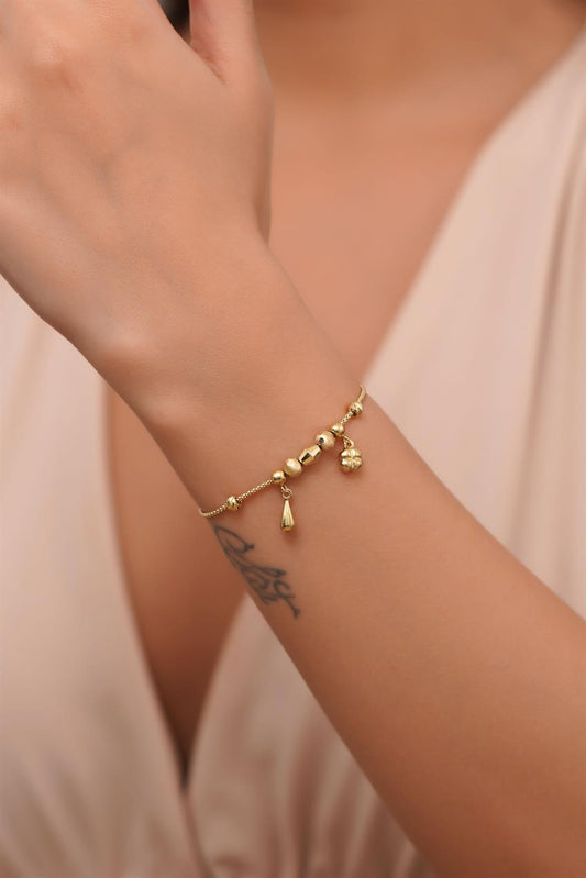 Solid Gold Clover Charm Bracelet