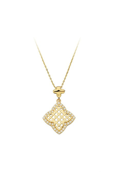 Solid Gold Clover Necklace | 14K (585) | 2.28 gr