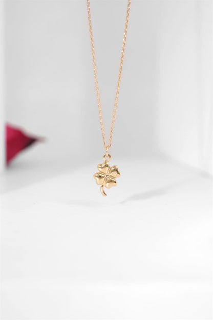 Solid Gold Clover Necklace