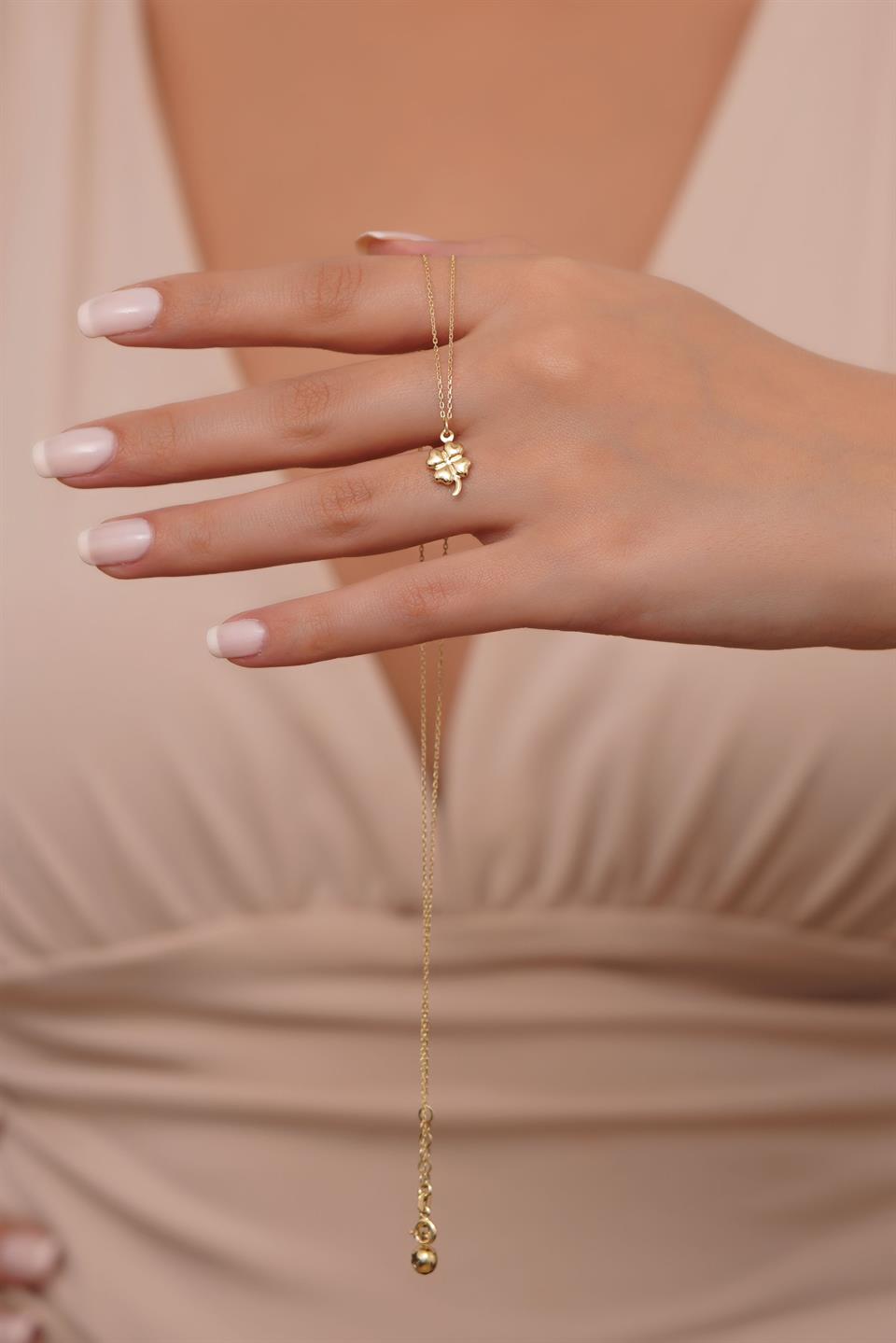 Solid Gold Clover Necklace