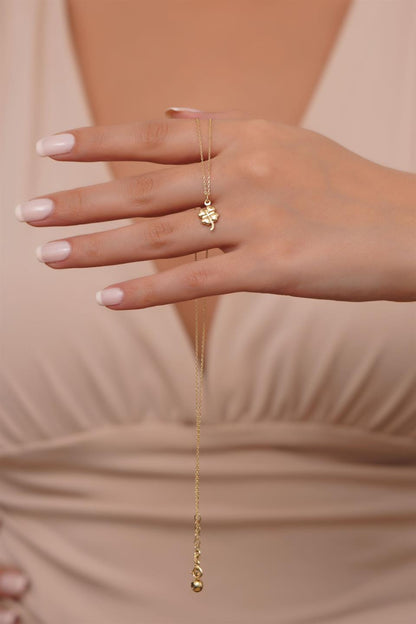 Solid Gold Clover Necklace