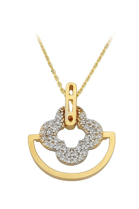 Solid Gold Clover Design Necklace | 14K (585) | 2.62 gr