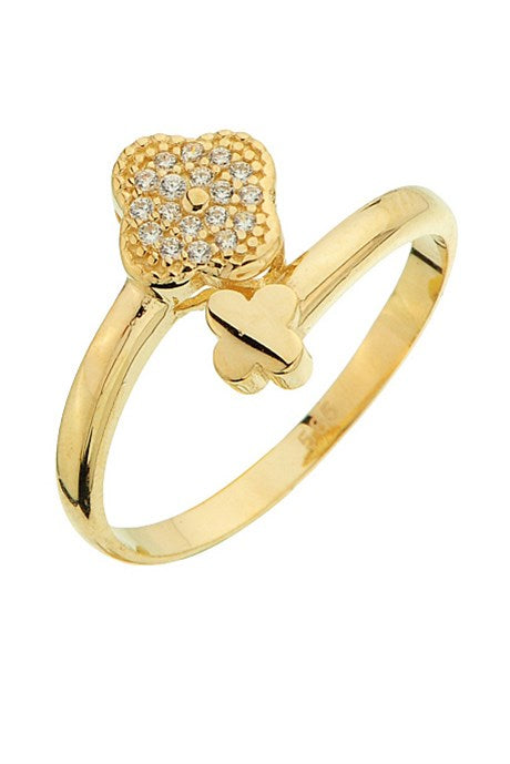 Solid Gold Clover Ring | 14K (585) | 2.47 gr | Adjustable Ring