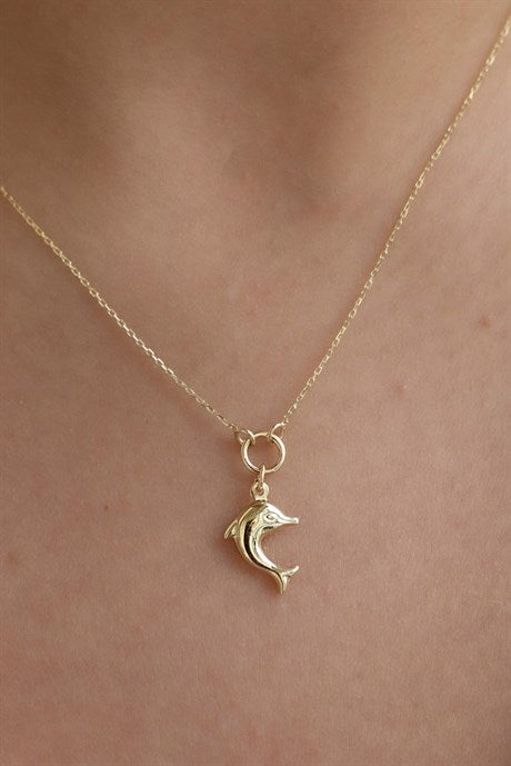 Collier dauphin en or massif | 14K (585) | 1,56 g