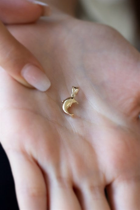 Solid Gold Dolphin Pendant | 14K (585) | 0.63 gr