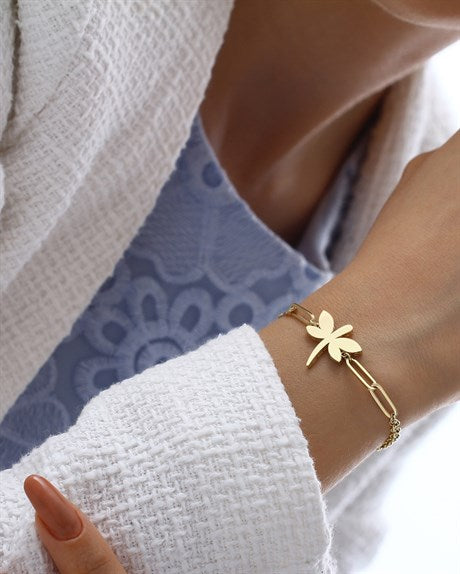 Solid Gold Dragonfly Bracelet | 14K (585) | 3.22 gr