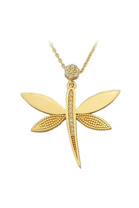 Collar de libélula de oro macizo | 14K (585) | 2,63 gramos
