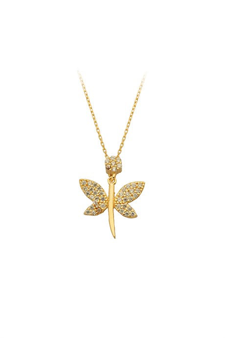 Solid Gold Dragonfly Necklace | 14K (585) | 2.20 gr