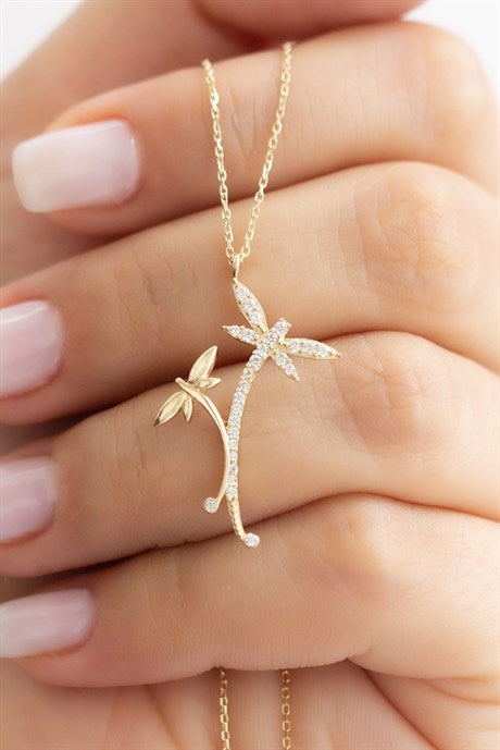 Solid Gold Dragonfly Necklace | 14K (585) | 2.34 gr