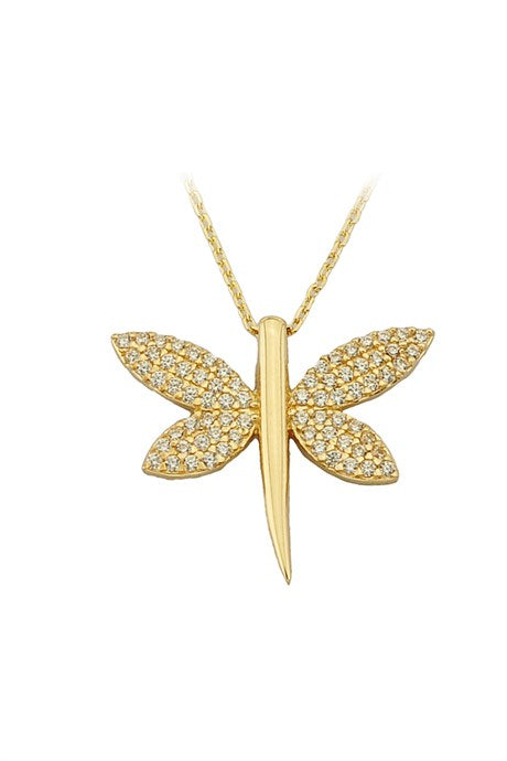 Solid Gold Dragonfly Necklace | 14K (585) | 2.53 gr