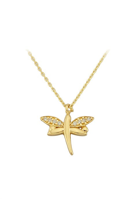 Solid Gold Dragonfly Necklace | 14K (585) | 1.75 gr