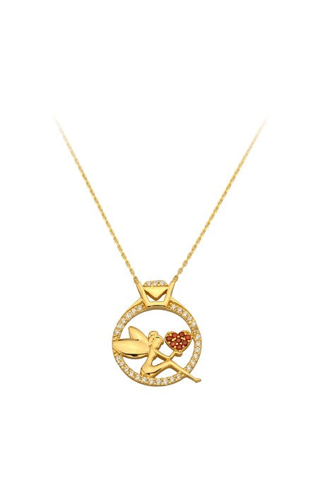 Solid Gold Ring And Angel Necklace | 14K (585) | 2.66 gr