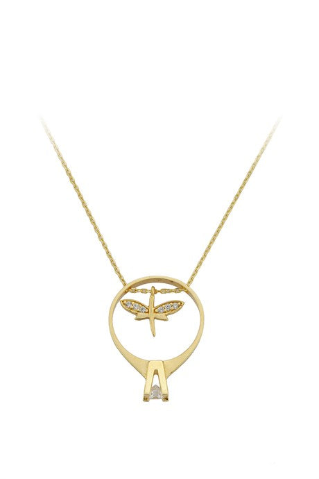 Collier libellule annelé en or massif | 14K (585) | 2,24 grammes