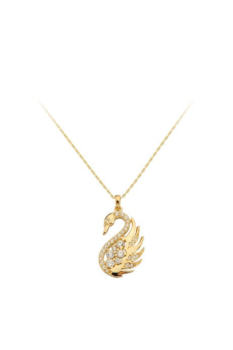 Solid Gold Dainty Swan Necklace | 14K (585) | 2.61 gr