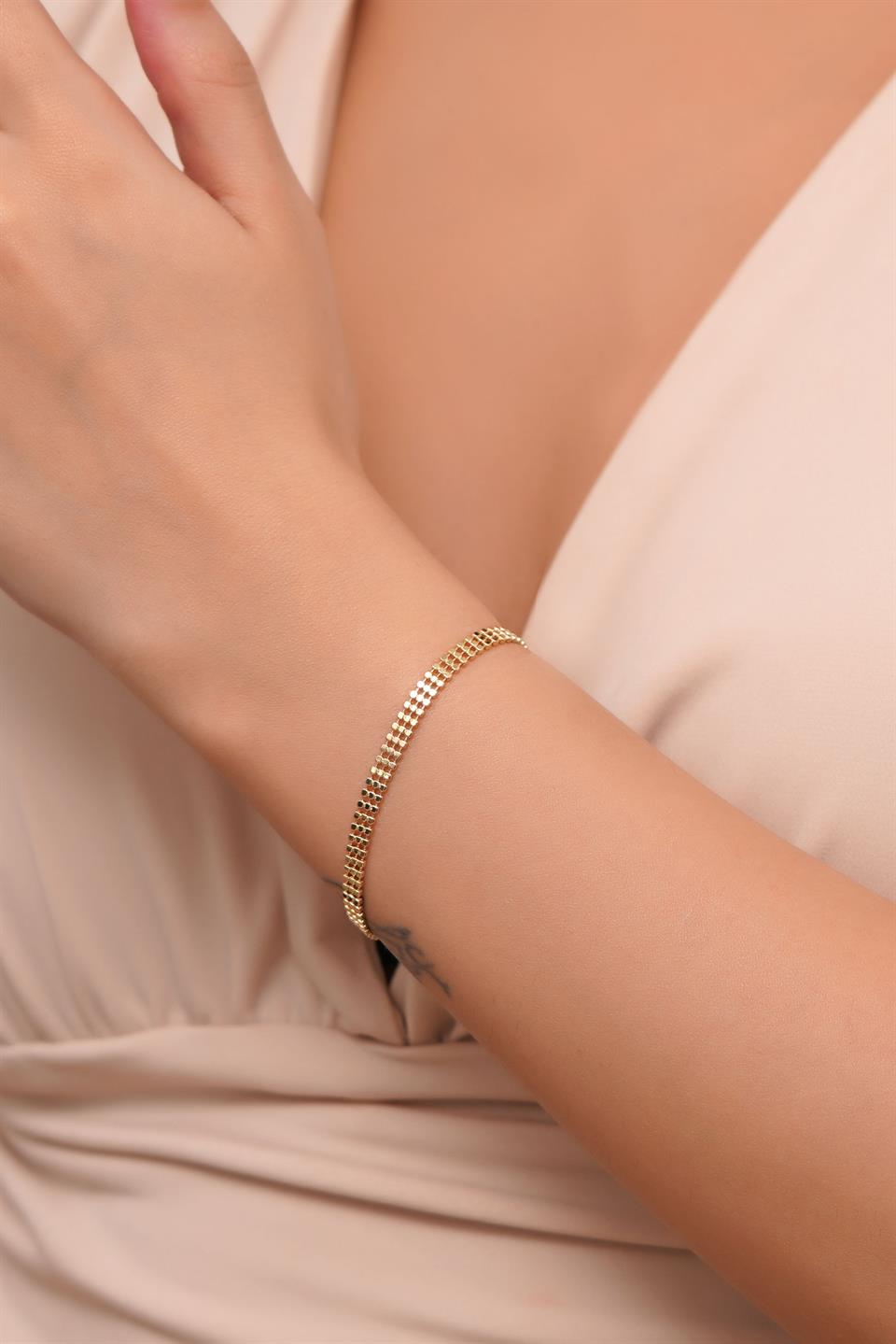 Pulsera de cadena de oro macizo