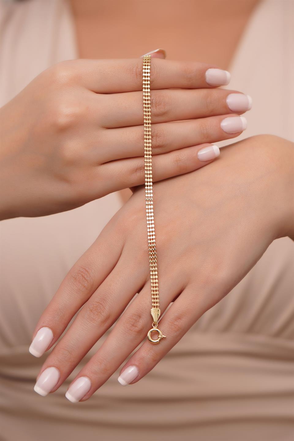 Pulsera de cadena de oro macizo