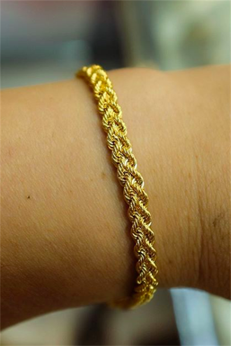 Pulsera de tejido de cadena de oro macizo | 14K (585) | 4,09 gramos
