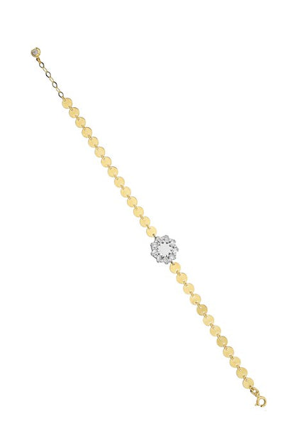 Solid Gold Baguette Gemstone Design Bracelet | 14K (585) | 4.35 gr