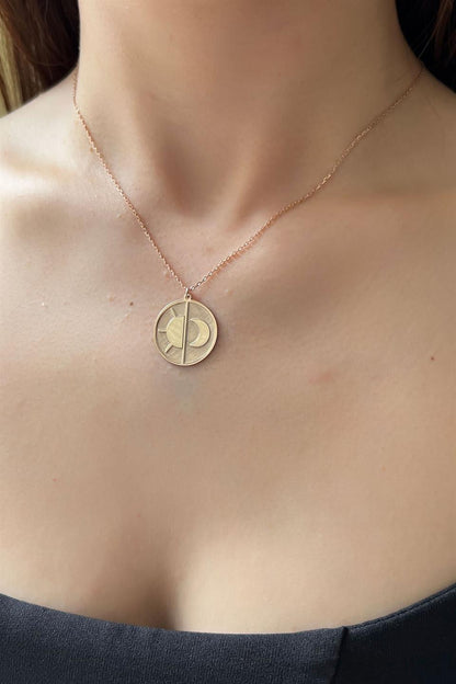 Silver Sun And Moon Locket Necklace